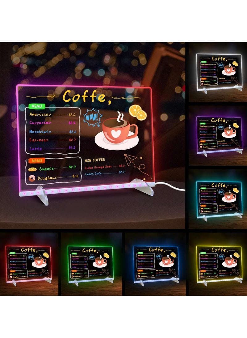 لوحة ملاحظات LED ملونة، 40×30 سم، لوحة مسح ضوئي أكريليكية مضيئة ب4 وضعيات و7 ألوان، لوحة رسم LED للأطفال مزودة بحامل، 7 أقلام - Image 4