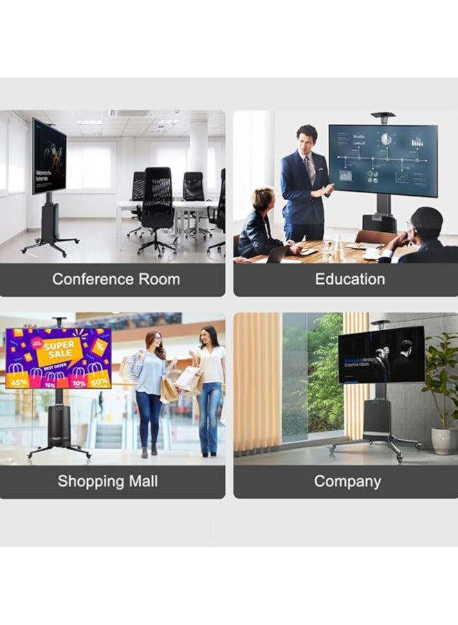 NB ERGONOMIC Motorized TV Stand for 55-85 Inch LCD or LED Flat Panel TVs up to 150 lbs, Electric Height Adjustment 1200mm to 1700mm, VESA 200x200mm to 600x400mm, Mobile with Heavy-Duty Casters, Black | TW85B - Image 2