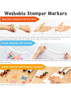 erorex Washable Markers For Kids 12Pcs: Stamper Markers Water Based Dual Tips Broad Line Tip Kids Markers Coloring Markers For Classroom School Supplies Age 3+  - Image 3