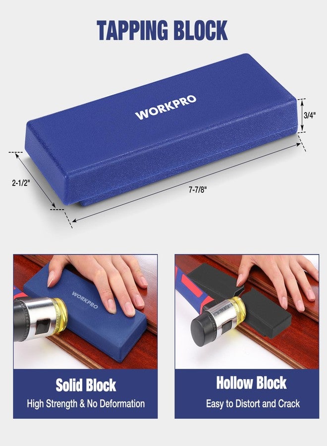 ووركبرو طقم تركيب أرضيات خشبية WORKPRO مكون من 43 قطعة - مطرقة مطاطية بمقبض من الألياف الزجاجية، وقضيب سحب وفك شديد التحمل بطول 17 بوصة، وكتلة تثبيت صلبة، و40 فاصلًا - أداة تركيب أرضيات خشبية فاخرة - Image 5
