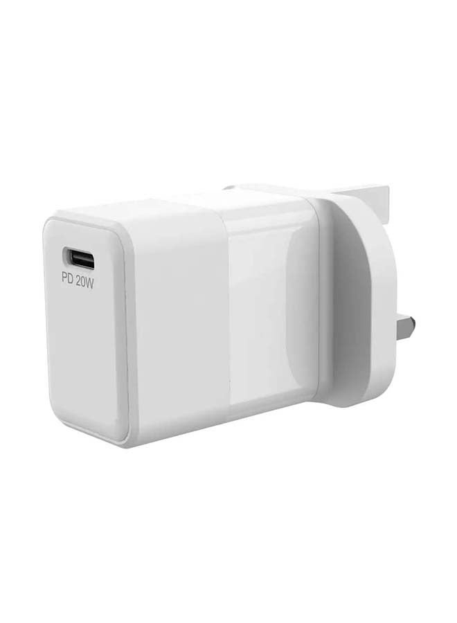 LEVORE شاحن حائط 20 واط 1XUSBC توصيل الطاقة محول شحن سريع - أبيض - Image 1