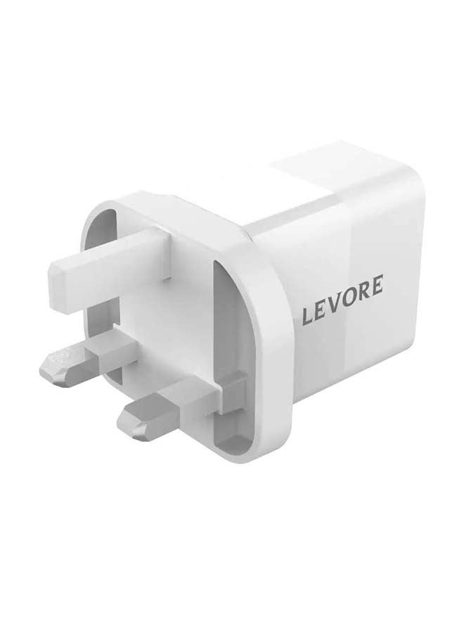 LEVORE شاحن حائط 20 واط 1XUSBC توصيل الطاقة محول شحن سريع - أبيض - Image 3