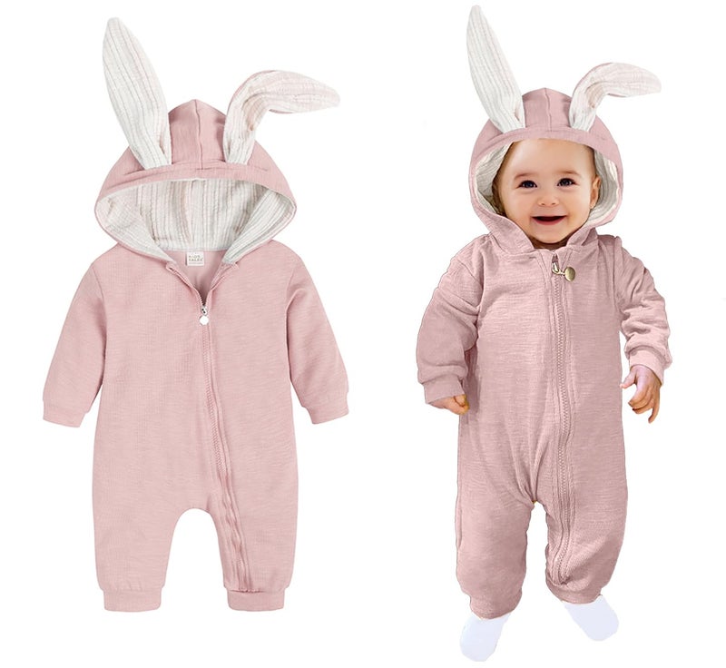 AGQT AGQT Baby Girls Bunny Costume First Easter Halloween Animal Costume One Piece Romper Bunny Ear Costumes Hoodie Outfit Pink Size 1824 Months