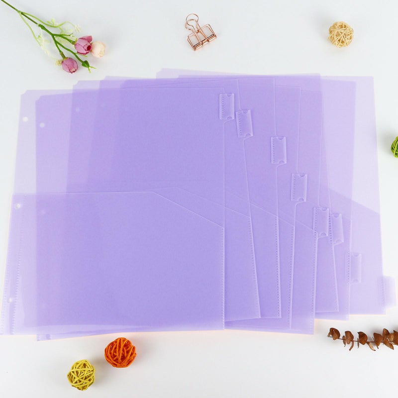 Koqye Binder Dividers with Pockets - 8 Plastic Dividers for 3 Ring Binders - A4 Bividers with Pocket & Tabs for Planners (Purple - 1 Pack) - Image 2