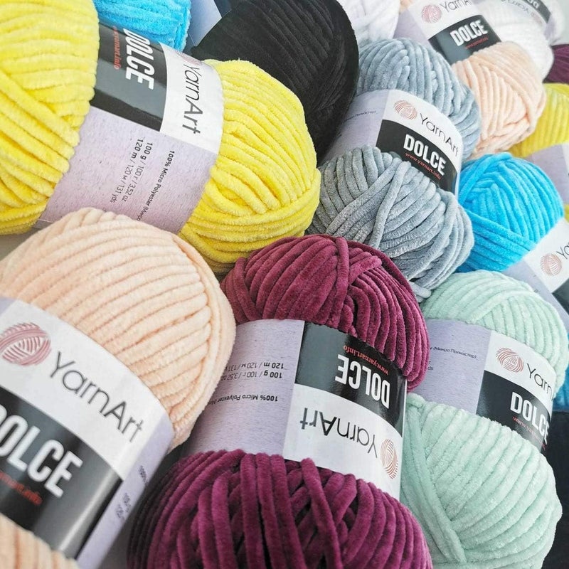 YarnArt Dolce Yarn 100 MicroPolyester Lot of 2 skn 264 Yards 2x100gram Super Bulky 6 Baby Chenille Yarn 777 Blue - Image 5