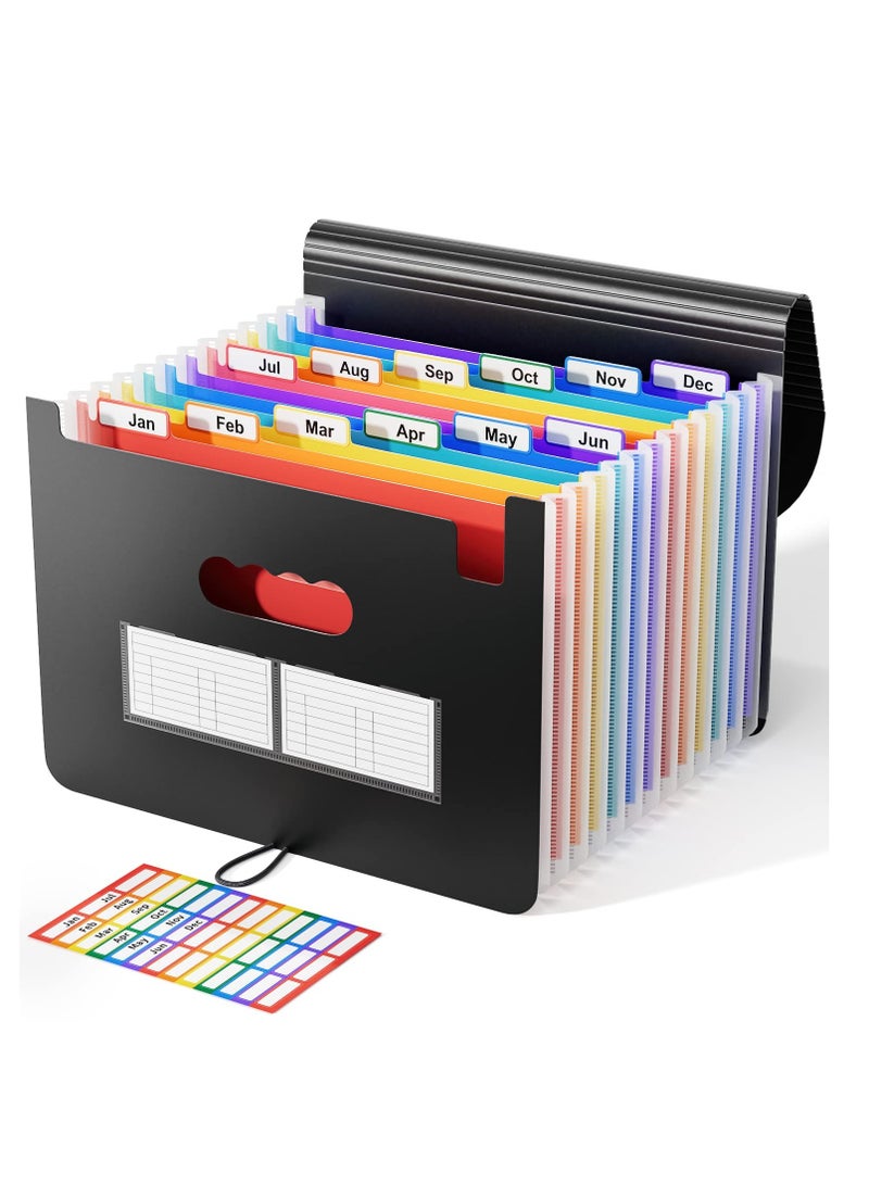 Expanding File Folder, 12 Pocket Accordion File Organizer, A4 Letter Size Portable Document Organizer, High Capacity Storage Bag for Home & Office & School - Image 1
