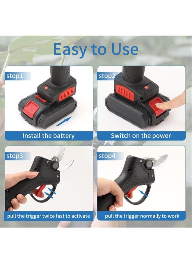 Electric Pruning Shears Professional Cordless Pruning Shears Tree Branch Pruner Set for Gardening with Storage Box & 2 PCS Rechargable Backup Batteries-30mm (1.2inch) Cutting Diameter