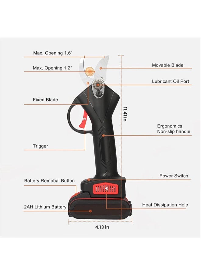 Electric Pruning Shears Professional Cordless Pruning Shears Tree Branch Pruner Set for Gardening with Storage Box & 2 PCS Rechargable Backup Batteries-30mm (1.2inch) Cutting Diameter