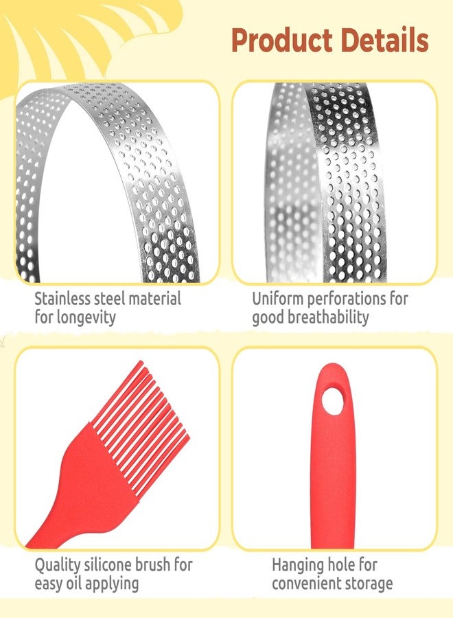 Lnrueg 12Pack Tart Rings, 304 Stainless Steel Perforated Tart Rings with Silicone Oil Brush, 3.15 Inch Cake Mousse Rings, Metal Pastry Cake Molds for Baking Dessert Rings, Dishwasher-Safe - Image 5