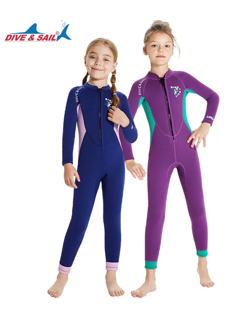 DIVE & SAIL 2Pcs Children's Wetsuit 2.5mm One-piece Thickened Warm Swimsuit Long-sleeved Cold Swimsuit Multicolour  - Image 1