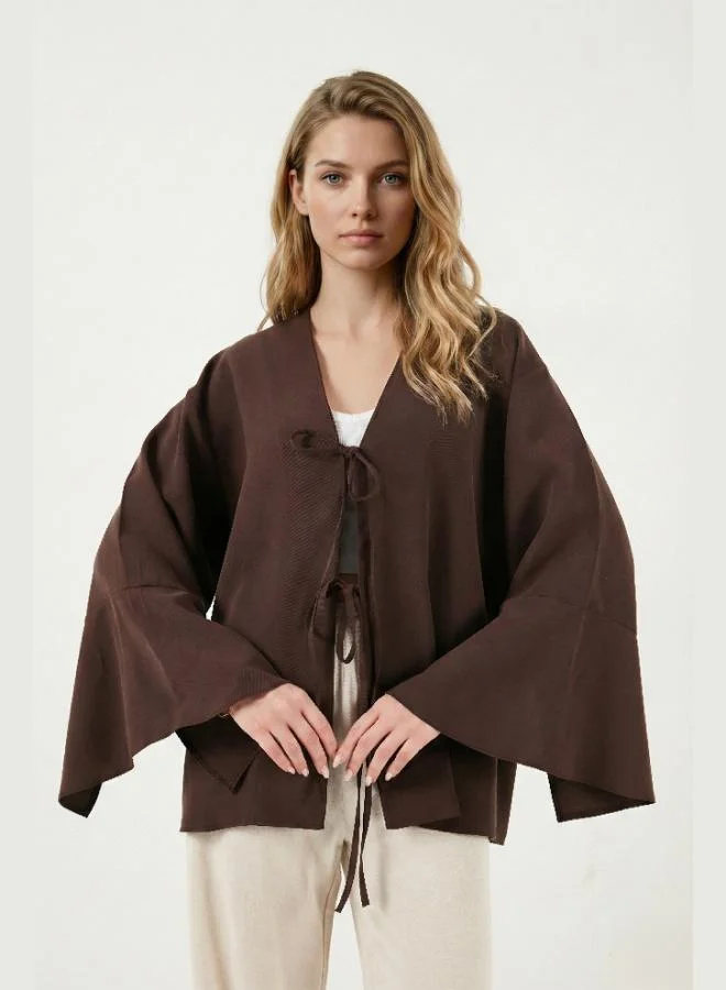 Lela Lela Cotton Relaxed Fit Shirt With Tie-Up Slit Sleeve Detail Women'S Shırt 6925425