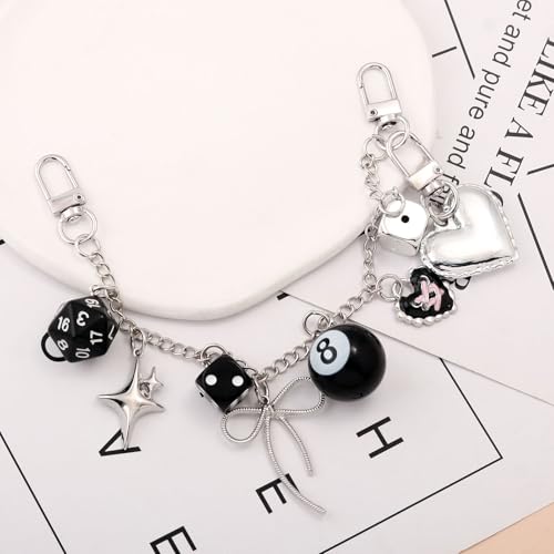 SORGERLY 8 Ball Dice Purse Charm Chain - Cool Tote Bag Handbag Accessories - Y2K Cute Key Chain Gifts for Women - Image 5