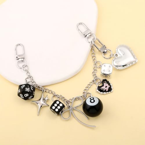 SORGERLY 8 Ball Dice Purse Charm Chain - Cool Tote Bag Handbag Accessories - Y2K Cute Key Chain Gifts for Women - Image 2