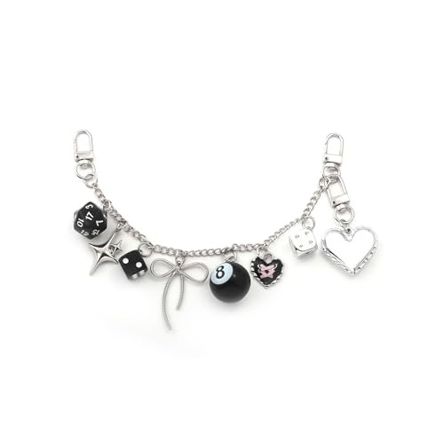 SORGERLY 8 Ball Dice Purse Charm Chain - Cool Tote Bag Handbag Accessories - Y2K Cute Key Chain Gifts for Women - Image 1