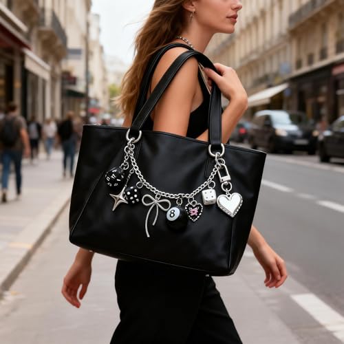 SORGERLY 8 Ball Dice Purse Charm Chain - Cool Tote Bag Handbag Accessories - Y2K Cute Key Chain Gifts for Women - Image 3