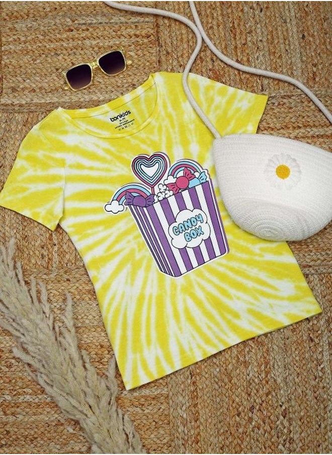 Bonkids Girl's t-shirts in regular fit yellow colour cotton fabric embellished pattern pull over closure woven weave type round collar type round neckline half sleeve length t-shirt upper body wear type suitable for casual occasions – redefine everyday elegance your way!  - Image 4