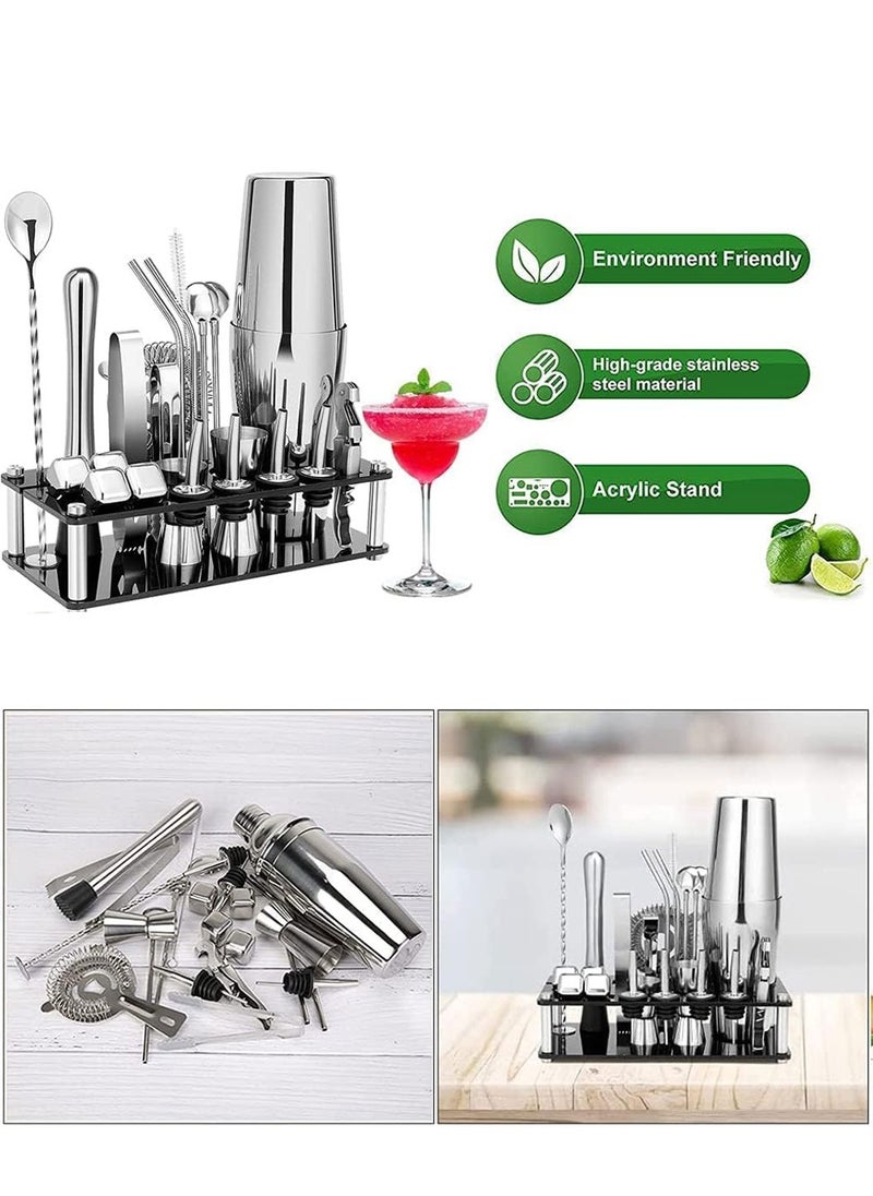LEOKOR Cocktail Drink Shaker Set,23-Piece Milk Tea Boston Stainless Steel Shaker Bartender Kit with Acrylic Stand,Professional Drink Making Tool  - Image 4