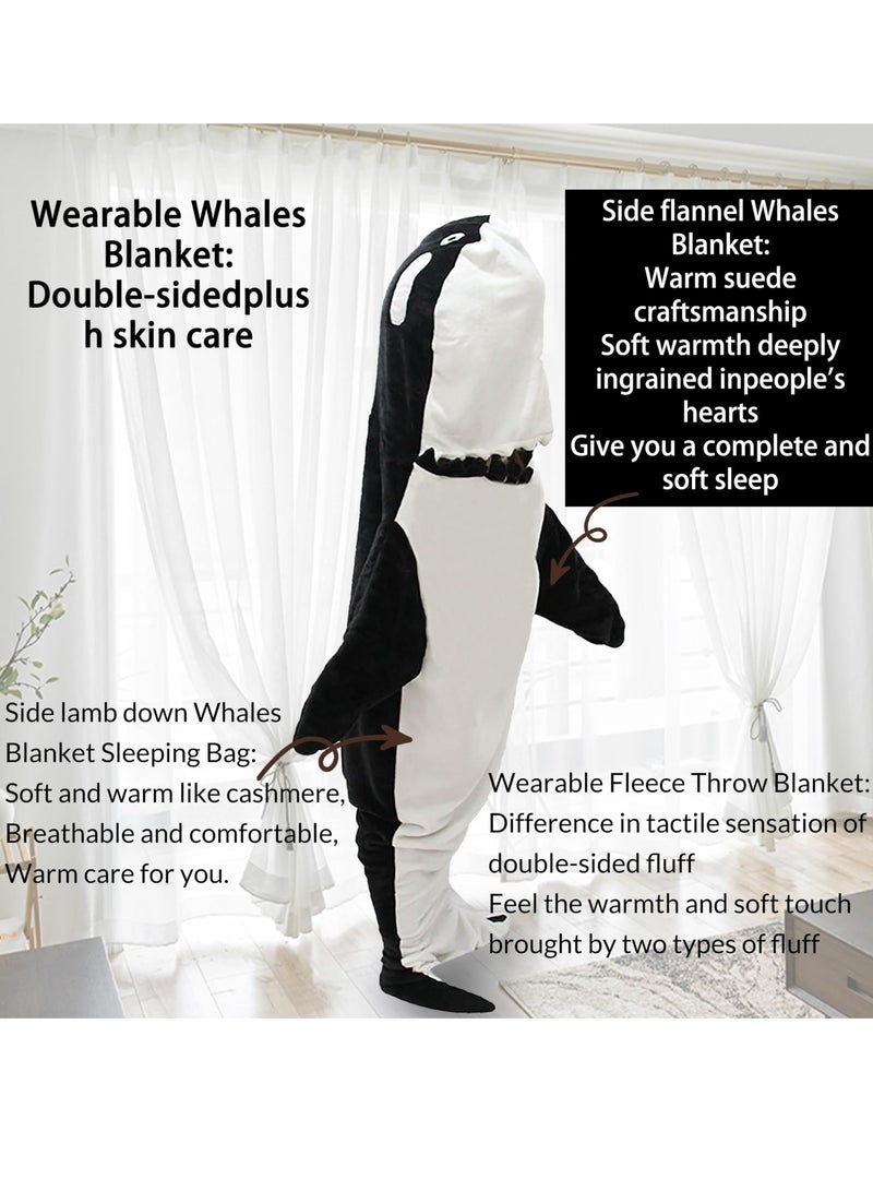 Wearable Whales Blanket, Wearable Shark Blanket Hoodie, Whale Blanket for Adult Kids, Super Soft Cozy Flannel Wearable Blanket Hoodie, for Girls Interesting Blanket Gifts, L  - Image 2