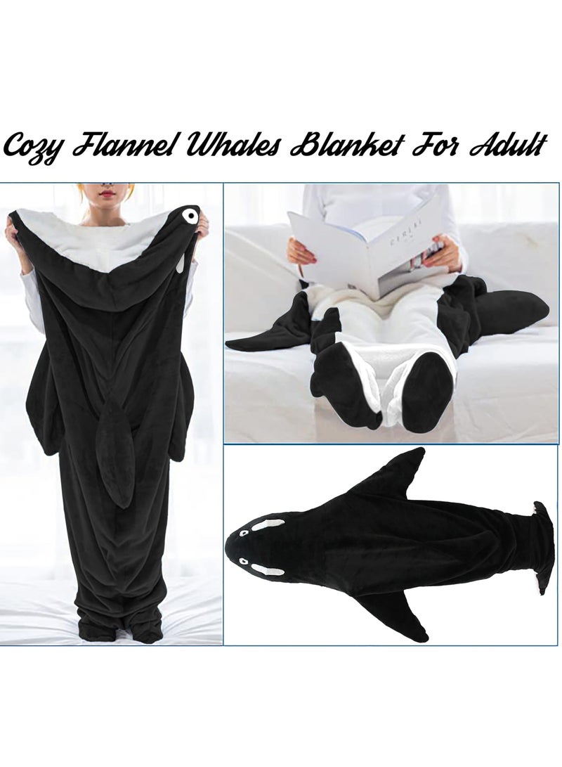 Wearable Whales Blanket, Wearable Shark Blanket Hoodie, Whale Blanket for Adult Kids, Super Soft Cozy Flannel Wearable Blanket Hoodie, for Girls Interesting Blanket Gifts, L  - Image 4