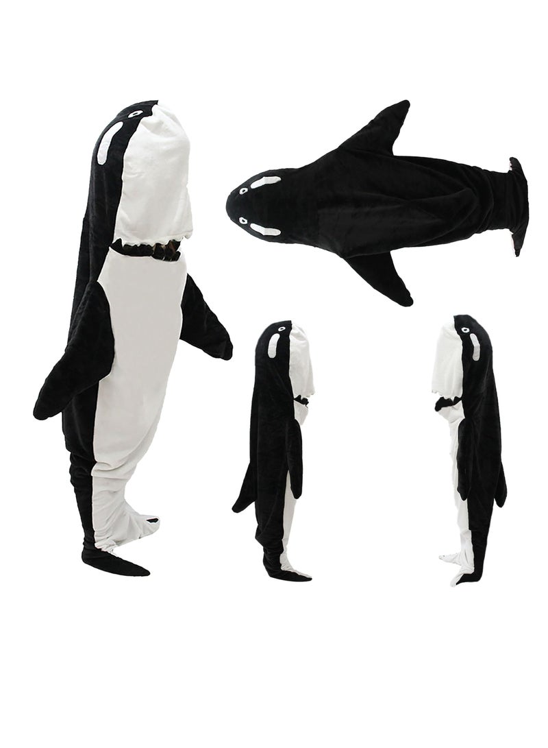 Wearable Whales Blanket, Wearable Shark Blanket Hoodie, Whale Blanket for Adult Kids, Super Soft Cozy Flannel Wearable Blanket Hoodie, for Girls Interesting Blanket Gifts, L  - Image 3