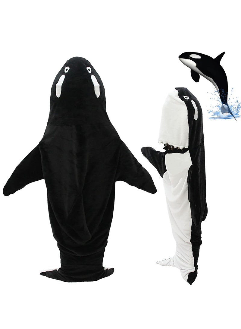 Wearable Whales Blanket, Wearable Shark Blanket Hoodie, Whale Blanket for Adult Kids, Super Soft Cozy Flannel Wearable Blanket Hoodie, for Girls Interesting Blanket Gifts, L  - Image 1