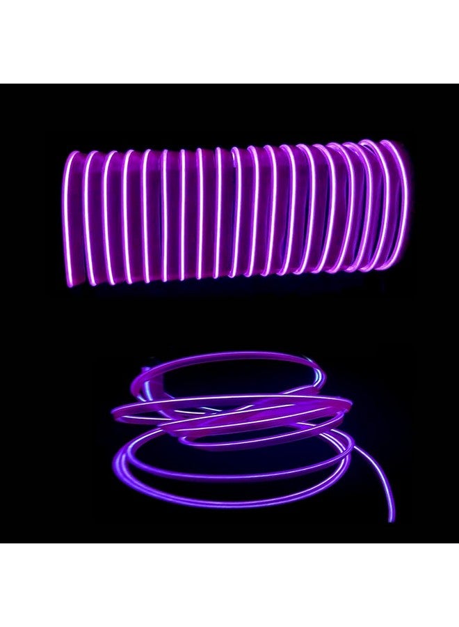 Automaze USB El Wire, 5M Neon Lights 5V with Fuse Protection for Automotive Car Interior Decoration with 6mm Sewing Edge (Purple) - Image 2