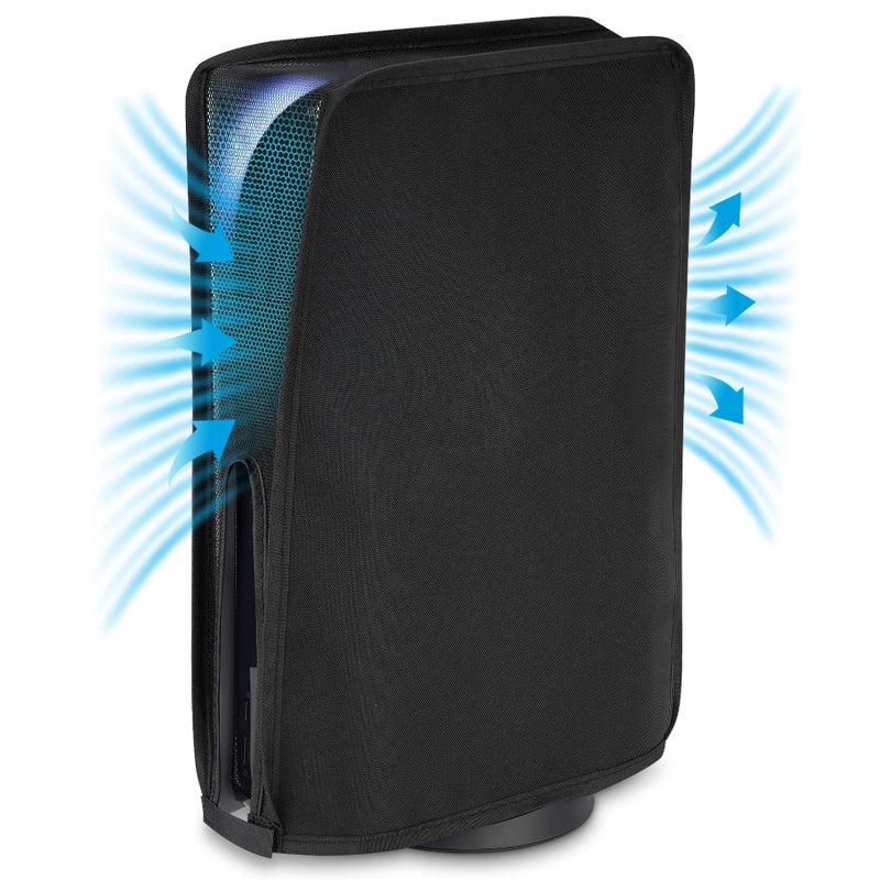 PlayVital Nylon Mesh Dust Cover for ps5 Soft Neat Lining Dust Guard for ps5 Console Anti Scratch Breathable Cover Sleeve for ps5 Console Digital Edition Disc Edition Black