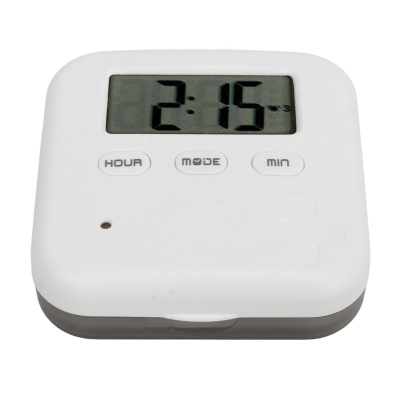 Smart Medication Organizer: Grey, 4 Compartment, Built-In Timer Bell Vibration Reminder - Safe Durable ABS PP Construction Portable Pill Box for Daily Medication Intake, Travel, On-The-Go Use - Image 3