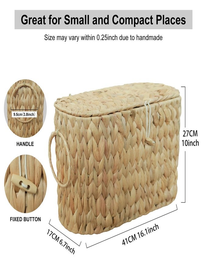 Coeusy Toilet Paper Basket with Lid,Wicker Basket for Bathroom Organizers and Storage,Holds Up to 6 Mega Rolls, Decorative Hand-Woven Rattan Bathroom Decor Accessories,Natural Water Hyacinth - Image 4