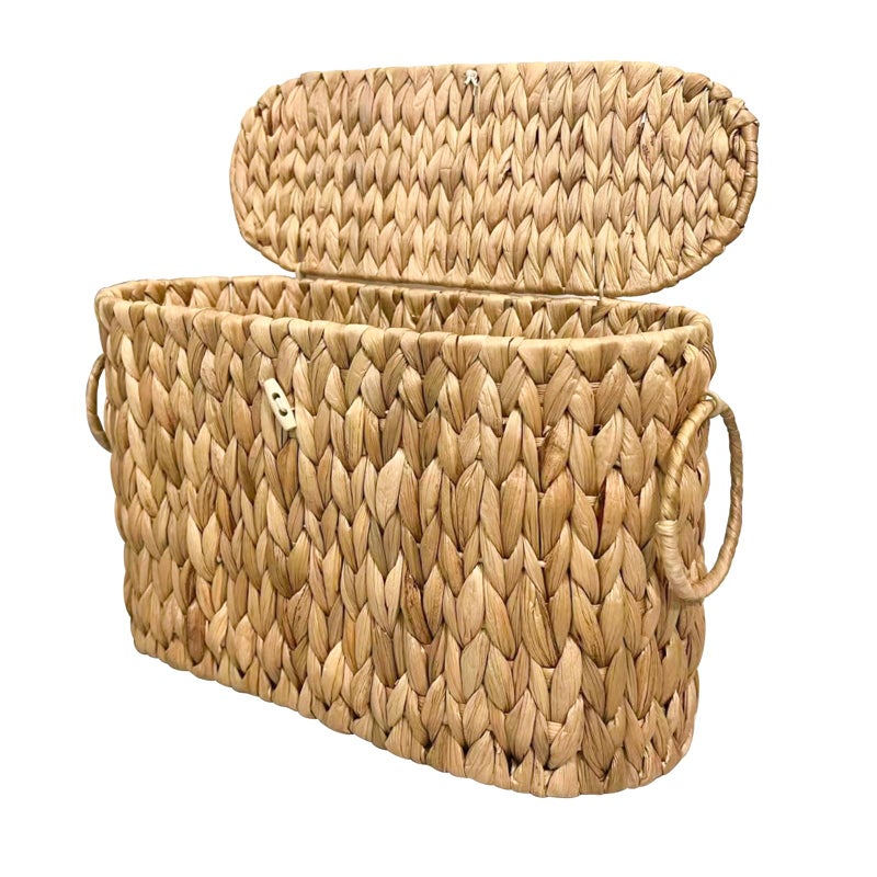 Coeusy Toilet Paper Basket with Lid,Wicker Basket for Bathroom Organizers and Storage,Holds Up to 6 Mega Rolls, Decorative Hand-Woven Rattan Bathroom Decor Accessories,Natural Water Hyacinth - Image 1