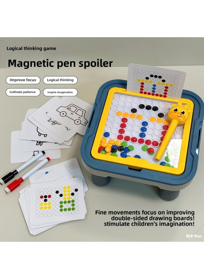 طاولة تعليم التفكير المنطقي للأطفال، طاولة التعليم المبكر، طاولة التعلم التفاعلية بين الوالدين والطفل، ألعاب مونتيسوري التعليمية للأطفال - اللون: طاولة فرشاة مغناطيسية ثنائية في واحد - Image 1