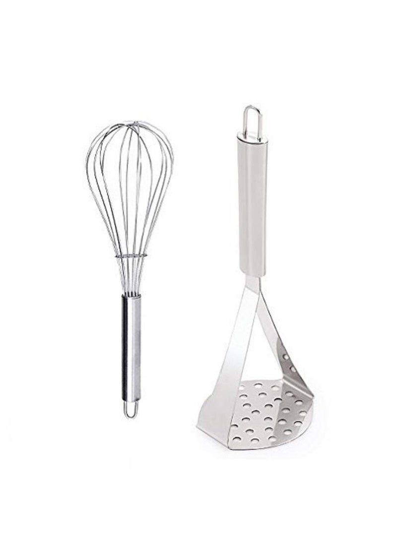 C DEVICE C Device Combo Set of 2 Stainless Steel Egg Whisk and Potato Masher  - Image 1
