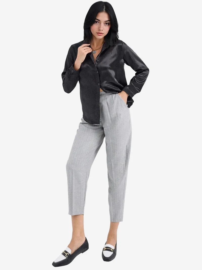 بيغ دارت قميص ساتان بأكمام طويلة وأزرار