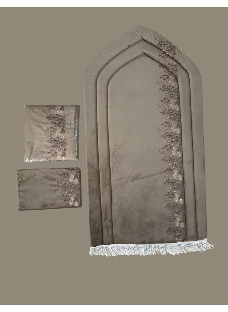 Prayer Rug Set Embroidered Padded Sponge Rug with Prayer Sheet Excellent Cool Material with Quran Cover