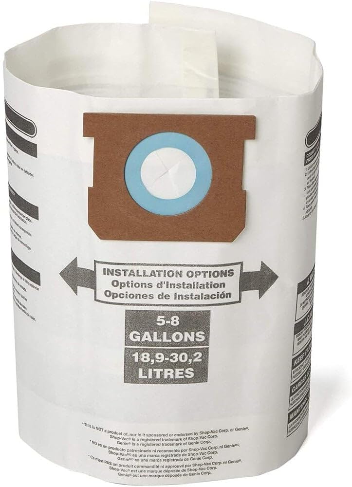 CRAFTSMAN CRAFTSMAN CMXZVBE38767 General Purpose Wet Dry Vac Dust Collection Bags for Most 5 to 8 Gallon Shop Vacuums Collects Dry Only Debris Reduces Cleanup Time 3Pack - Image 1