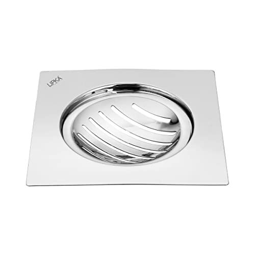 LIPKA Eon Square Flat Cut with Classic Jali Floor Drain |Premium Stainless Steel |6 x 6 Inches| - Image 1