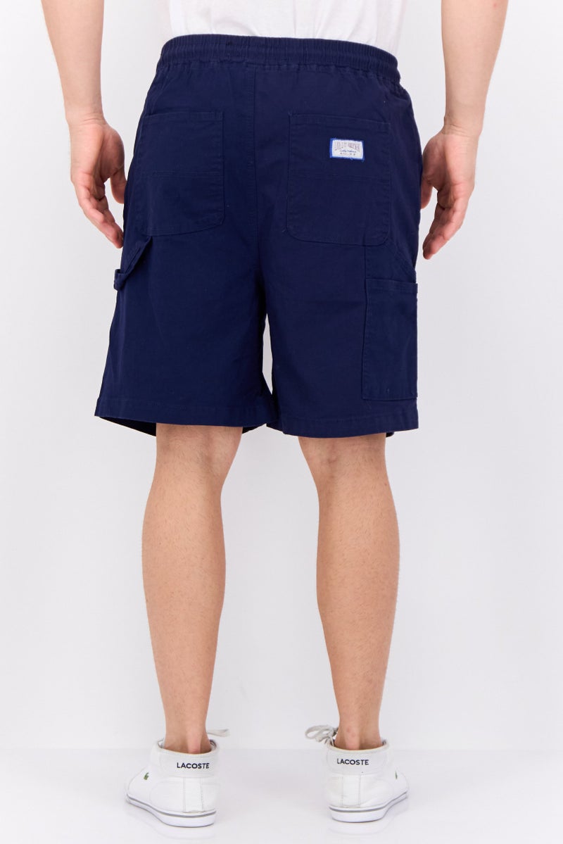 brooklyn Men Plain Basic Shorts, Navy - Image 3