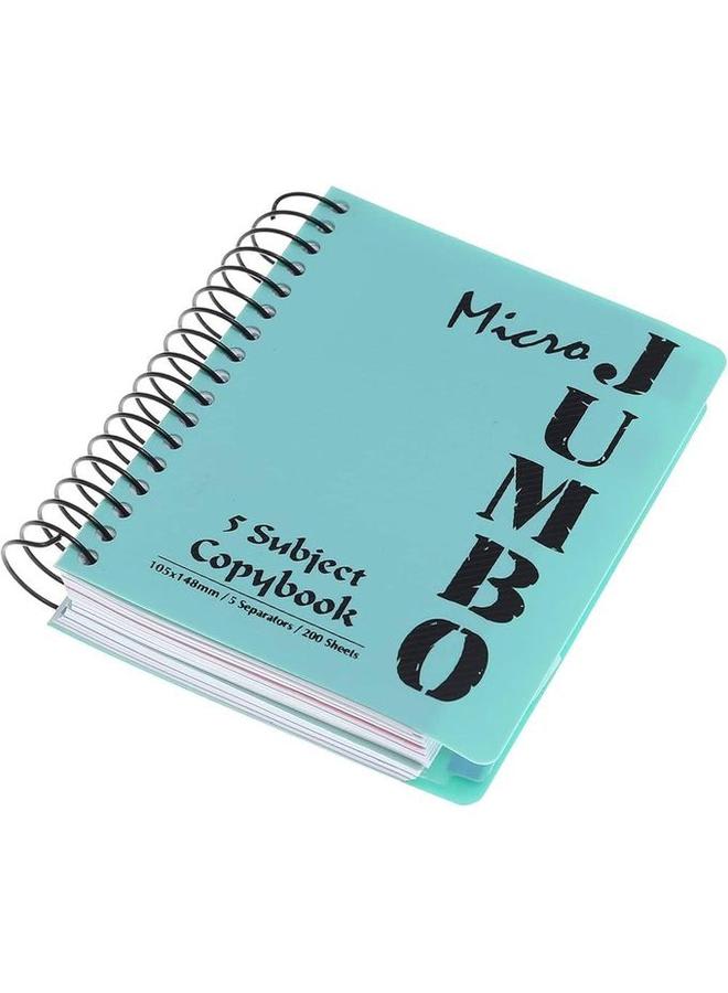 Mintra Micro Jumbo Wirebound Notebook, 200 Sheets, 148*105mm, 5 Materials, Light Green Reinforced Plastic Cover