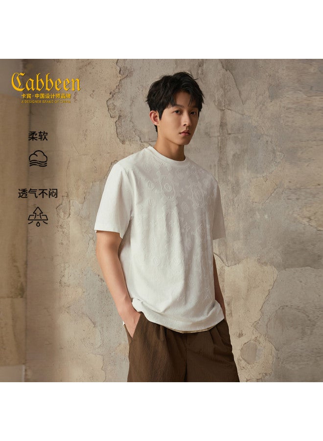 Cabbeen Men's T-shirt, Horse To Success Theme, Special Jacquard, Easy Care, Autumn Short Sleeve T-shirt - Image 2