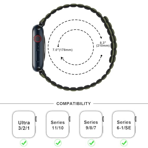 Anlinser Magnetic Bands Compatible with Apple Watch Band 49/46/45 44/42/41/40/38mm, Women Men Double Side Reversible Strap for iWatch Ultra 3-1 Series 11/10/9/8/7-1 SE(49/46/45/44/42,Green/Black) - Image 5