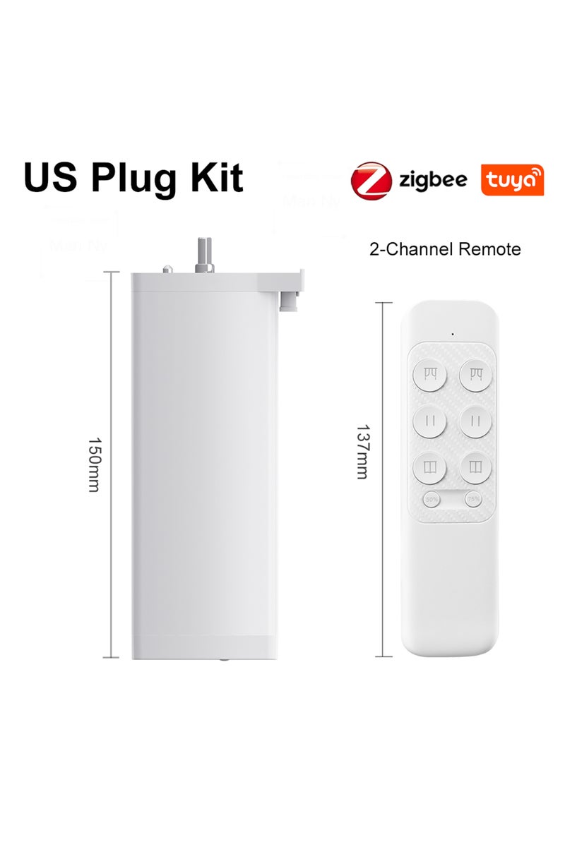 محرك ستائر كهربائية ذكي من الجيل الرابع بتقنية Zigbee/WiFi، مزود بقابس أمريكي (Zigbee)، بطول 155 مم، يعمل بقابس أمريكي، محرك صامت