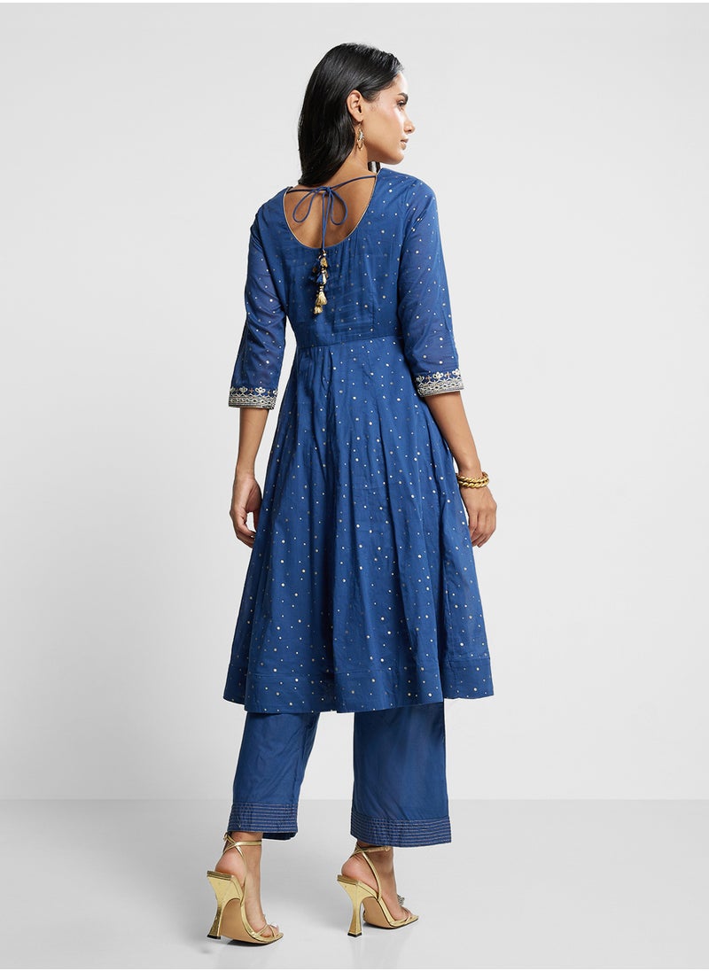 Biba - Printed Kurta, Palazo & Dupatta Set - Image 1