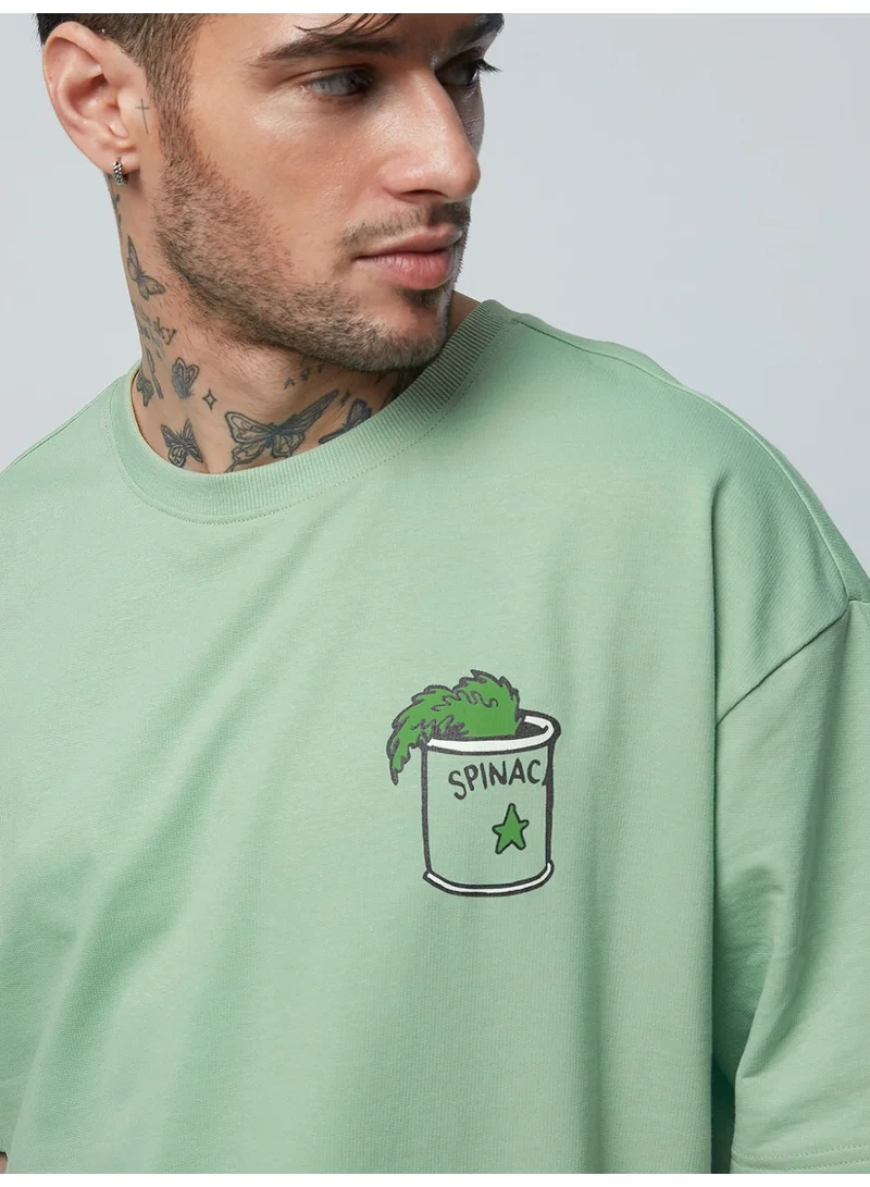 The Souled Store The Souled Store Men Popeye Green Graphic Oversized T-Shirts