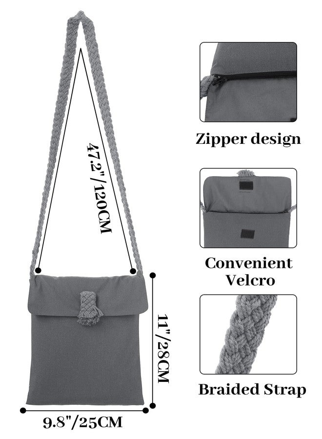 HidmFaw Medieval Shoulder Bag Crossbody Bag Fantasy Vintage Satchel Pouch Linen Zipper Ren Faire Accessory (Grey) - Image 4
