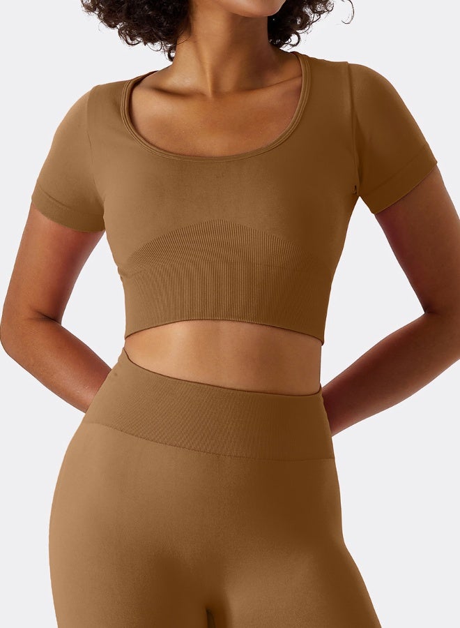 KAWN.YOGA Womens Closed Back Sports Bra - Padded Low Impact Workout Yoga Bra with Removable Built in Bra - Image 3