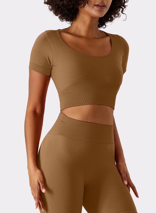 KAWN.YOGA Womens Closed Back Sports Bra - Padded Low Impact Workout Yoga Bra with Removable Built in Bra - Image 2