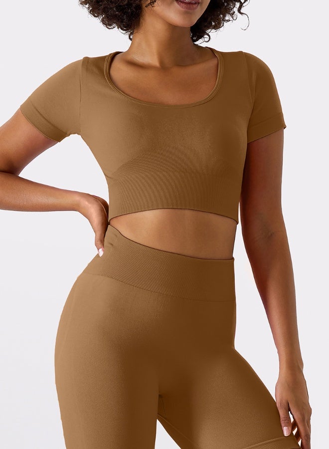 KAWN.YOGA Womens Closed Back Sports Bra - Padded Low Impact Workout Yoga Bra with Removable Built in Bra - Image 4