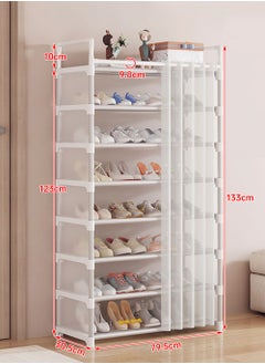 JANTENS Shoe Storage Shelf Organizer for Entryway 8-Tiers Shoe Rack with Dustproof Curtain,,26-32 Pairs Shoe  Storage Shelf  - Image 2