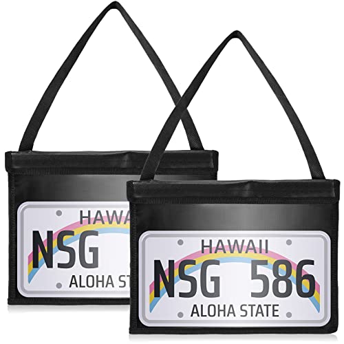 Frienda 2 Pcs License Plate Holder with Hanging Strap Test Drive License Plate Tag Bag Dealer Plates Tag Bags Black Plate Frame Cover Car Plate Bracket Holder for Car SUV Truck - Image 1
