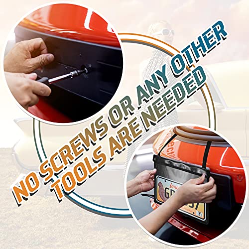 Frienda 2 Pcs License Plate Holder with Hanging Strap Test Drive License Plate Tag Bag Dealer Plates Tag Bags Black Plate Frame Cover Car Plate Bracket Holder for Car SUV Truck - Image 4
